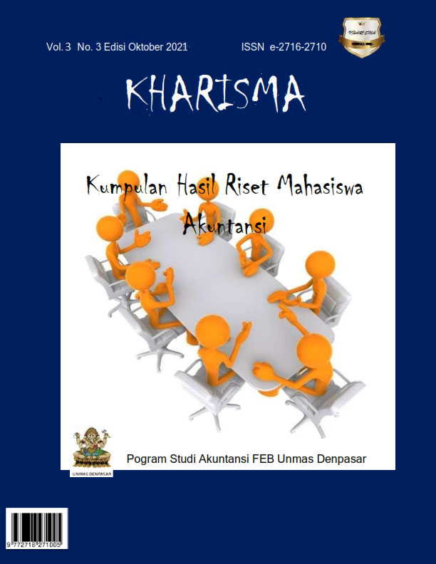 					View Vol. 3 No. 3 (2021): Kumpulan Hasil Riset Mahasiswa Akuntansi (KHARISMA)
				