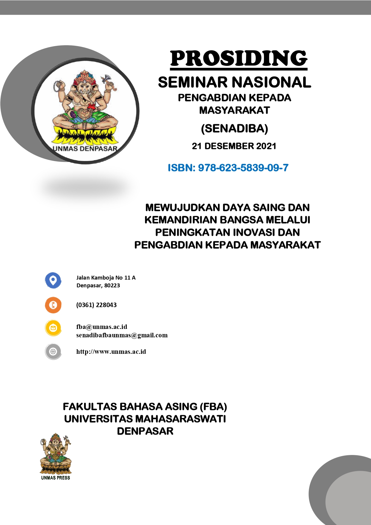 					View Vol. 1 No. 1 (2021): PROSIDING SENADIBA 2021
				